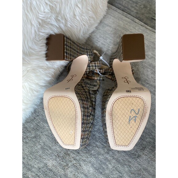 NWT Jessica Simpson Tweed Block Heel Pumps 8.5 Ankle Strap Heels • Square toe - Picture 7 of 10